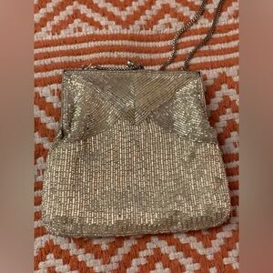 Vintage La Regale Silver Beaded Clutch